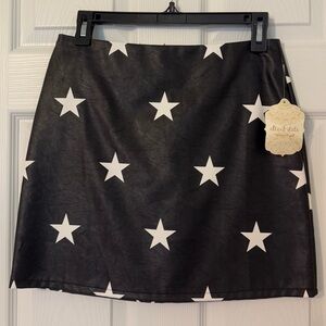 Faux Leather Star Print Mini Skirt